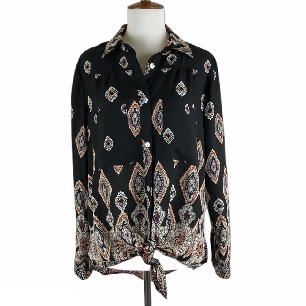 Anthro Fig & Flower boho front tie top